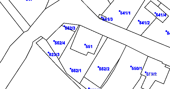 Parcela st. 551 v KÚ Veliká Ves, Katastrální mapa