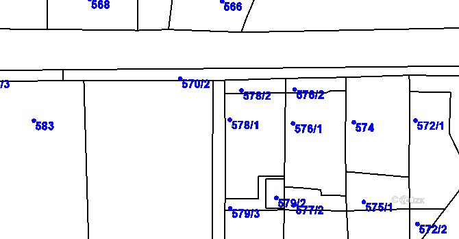 Parcela st. 578/1 v KÚ Veliká Ves, Katastrální mapa