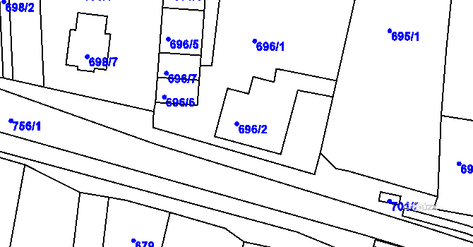 Parcela st. 696/2 v KÚ Veliká Ves, Katastrální mapa