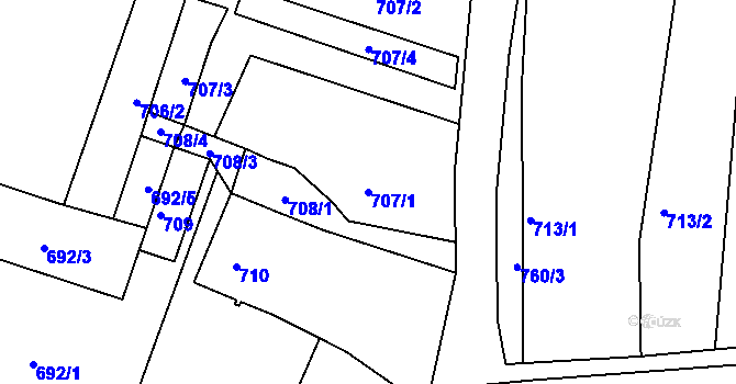 Parcela st. 707/1 v KÚ Veliká Ves, Katastrální mapa
