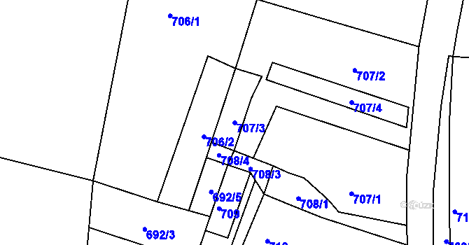 Parcela st. 707/3 v KÚ Veliká Ves, Katastrální mapa