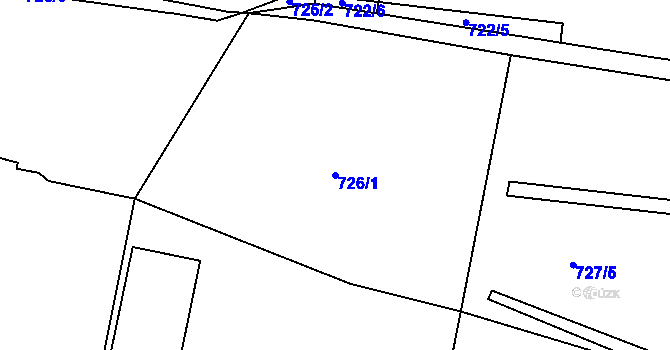 Parcela st. 726/1 v KÚ Veliká Ves, Katastrální mapa
