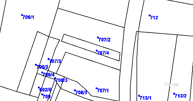 Parcela st. 707/4 v KÚ Veliká Ves, Katastrální mapa