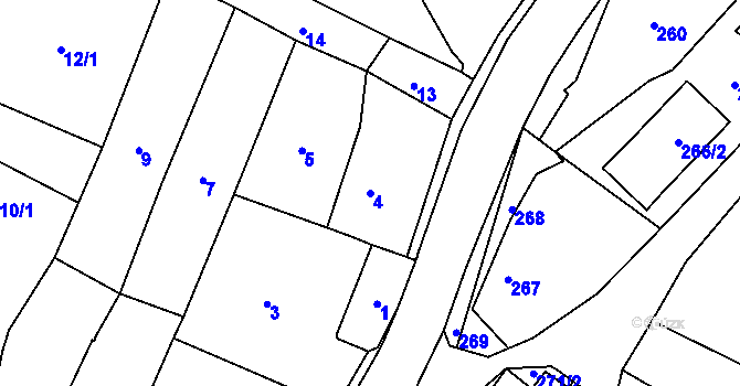Parcela st. 4 v KÚ Velíková, Katastrální mapa