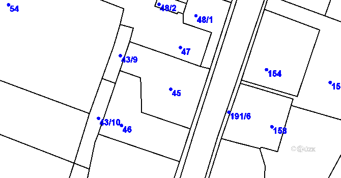 Parcela st. 45 v KÚ Velíková, Katastrální mapa