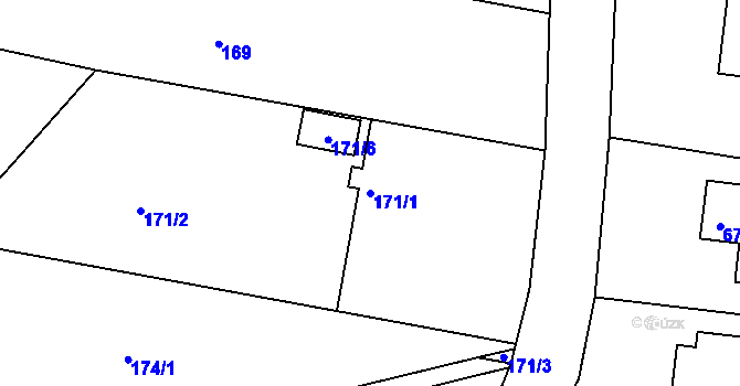 Parcela st. 171/1 v KÚ Velíková, Katastrální mapa