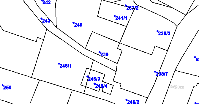 Parcela st. 239 v KÚ Velíková, Katastrální mapa