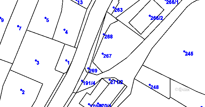 Parcela st. 267 v KÚ Velíková, Katastrální mapa