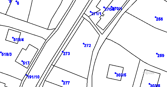 Parcela st. 272 v KÚ Velíková, Katastrální mapa