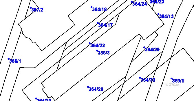 Parcela st. 358/3 v KÚ Velíková, Katastrální mapa