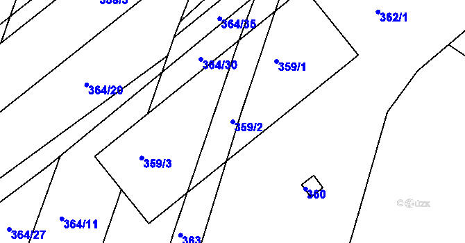 Parcela st. 359/2 v KÚ Velíková, Katastrální mapa
