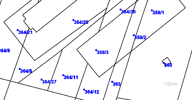 Parcela st. 359/3 v KÚ Velíková, Katastrální mapa
