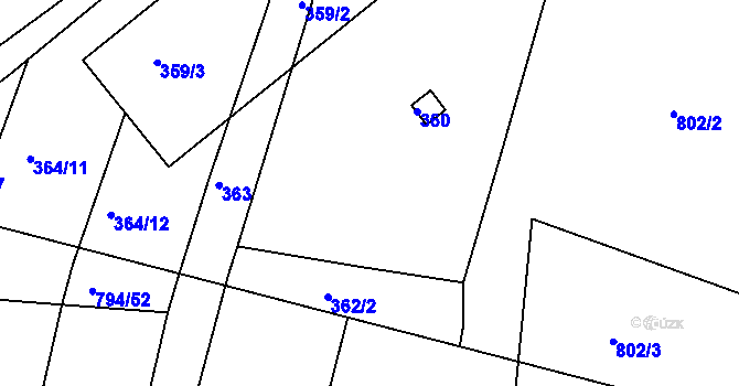 Parcela st. 361 v KÚ Velíková, Katastrální mapa