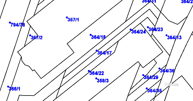 Parcela st. 364/17 v KÚ Velíková, Katastrální mapa