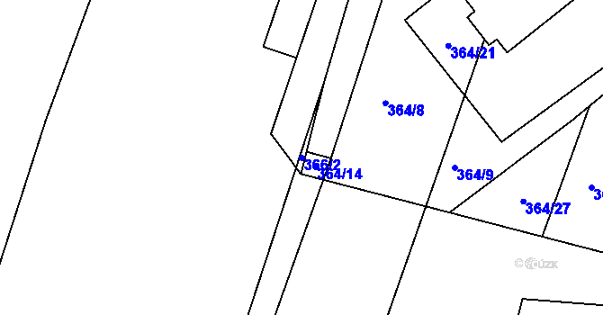Parcela st. 366/2 v KÚ Velíková, Katastrální mapa