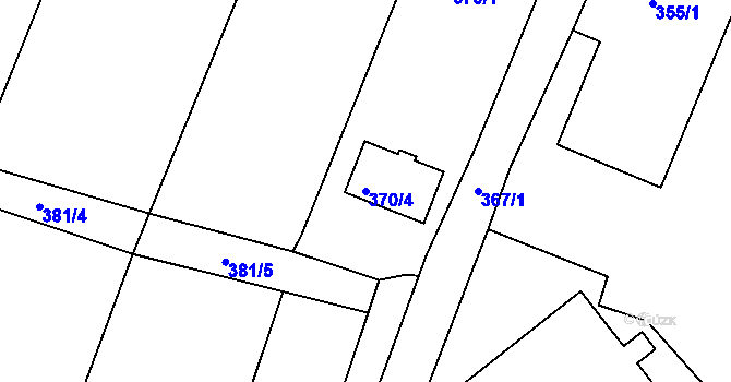 Parcela st. 370/4 v KÚ Velíková, Katastrální mapa