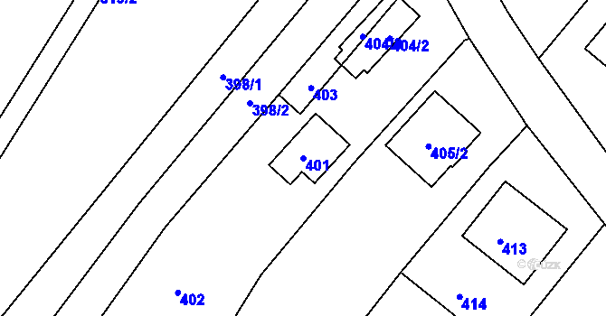 Parcela st. 401 v KÚ Velíková, Katastrální mapa