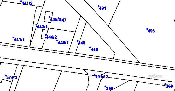 Parcela st. 449 v KÚ Velíková, Katastrální mapa