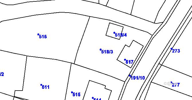 Parcela st. 518 v KÚ Velíková, Katastrální mapa