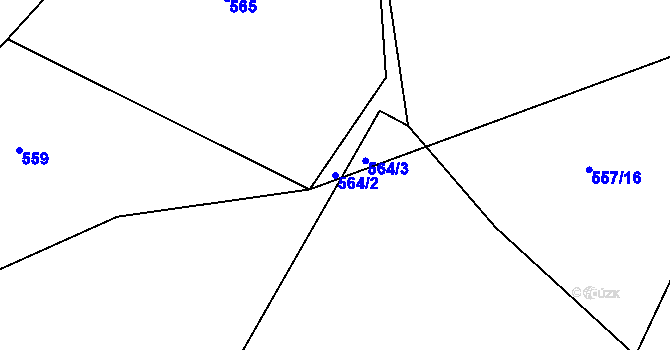 Parcela st. 564/2 v KÚ Velíková, Katastrální mapa