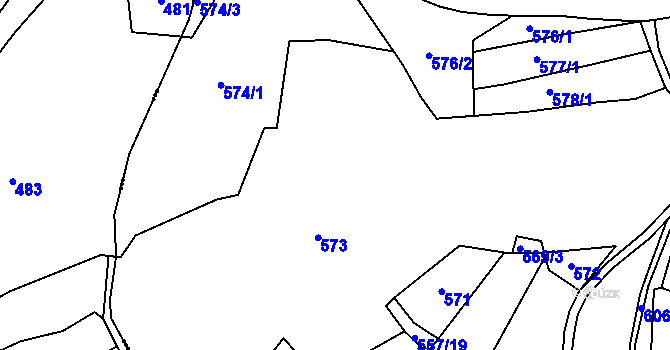 Parcela st. 573 v KÚ Velíková, Katastrální mapa