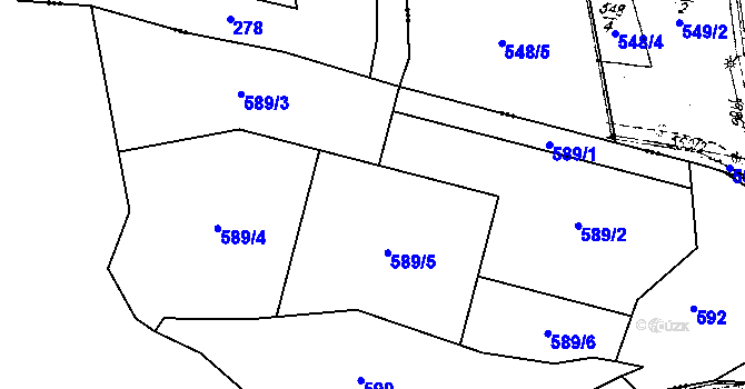 Parcela st. 589 v KÚ Velíková, Katastrální mapa