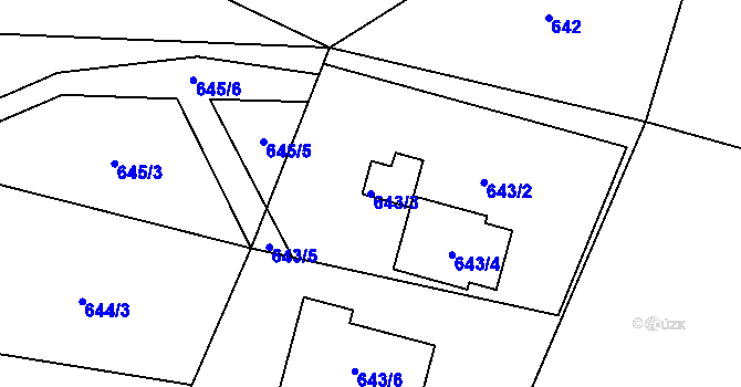 Parcela st. 643/3 v KÚ Velíková, Katastrální mapa