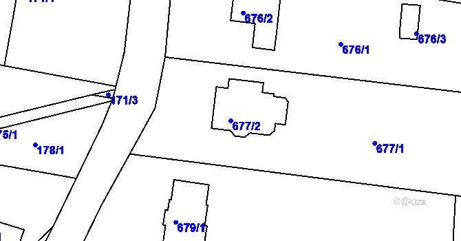 Parcela st. 677/2 v KÚ Velíková, Katastrální mapa