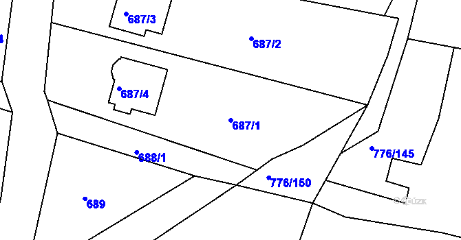Parcela st. 687/1 v KÚ Velíková, Katastrální mapa