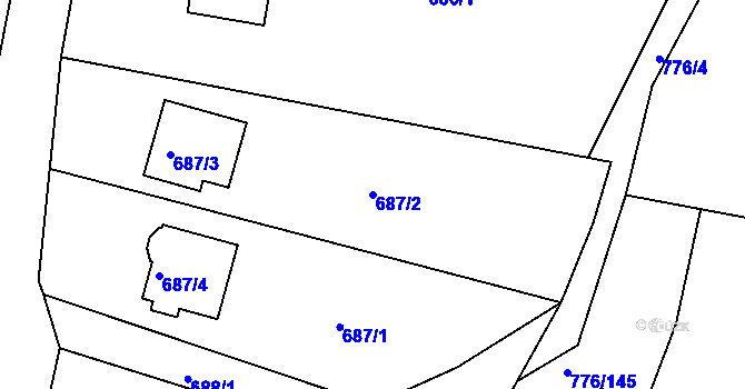 Parcela st. 687/2 v KÚ Velíková, Katastrální mapa