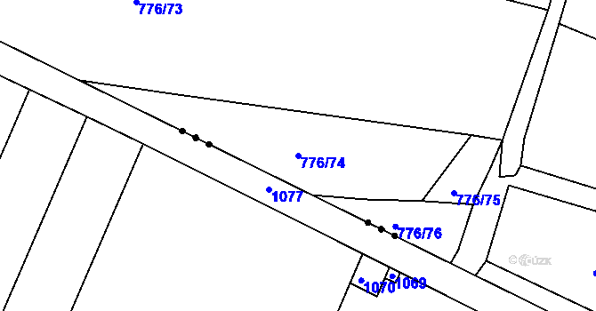 Parcela st. 776/74 v KÚ Velíková, Katastrální mapa