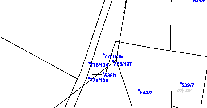 Parcela st. 776/135 v KÚ Velíková, Katastrální mapa