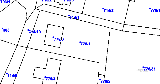 Parcela st. 778/1 v KÚ Velíková, Katastrální mapa