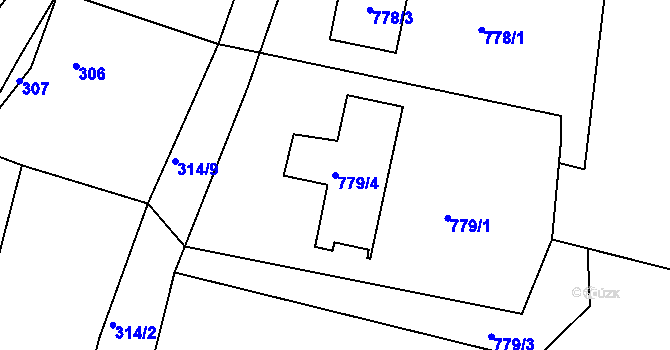 Parcela st. 779/4 v KÚ Velíková, Katastrální mapa