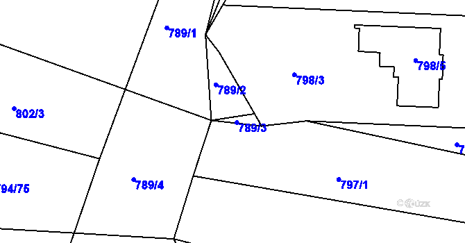 Parcela st. 789/3 v KÚ Velíková, Katastrální mapa