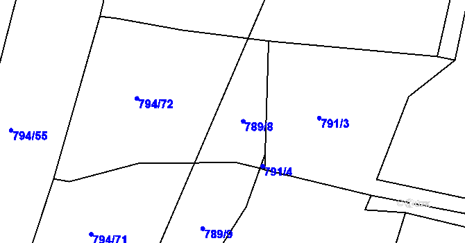 Parcela st. 789/8 v KÚ Velíková, Katastrální mapa