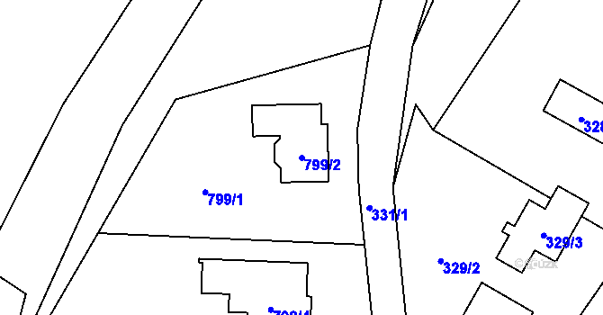 Parcela st. 799/2 v KÚ Velíková, Katastrální mapa