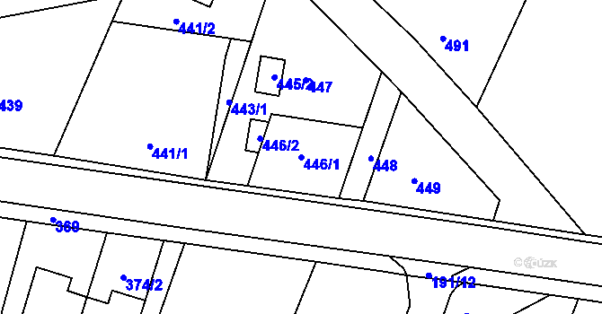 Parcela st. 446/1 v KÚ Velíková, Katastrální mapa