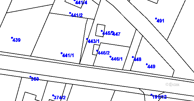 Parcela st. 446/2 v KÚ Velíková, Katastrální mapa