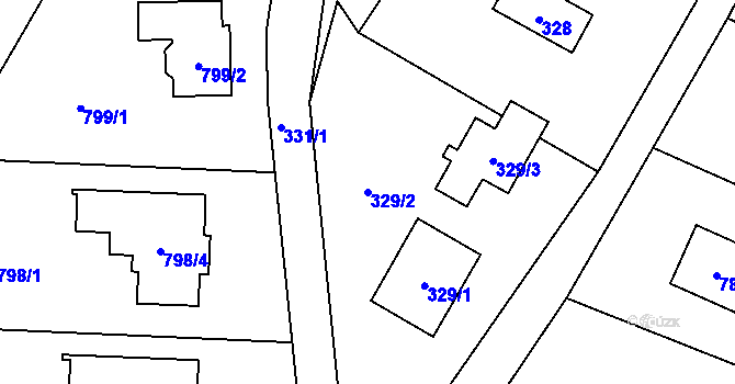 Parcela st. 329/2 v KÚ Velíková, Katastrální mapa