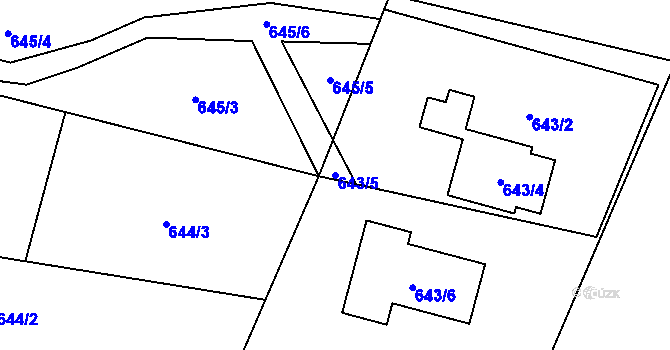 Parcela st. 643/5 v KÚ Velíková, Katastrální mapa