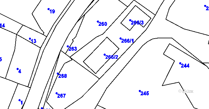 Parcela st. 266/2 v KÚ Velíková, Katastrální mapa