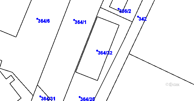 Parcela st. 364/32 v KÚ Velíková, Katastrální mapa