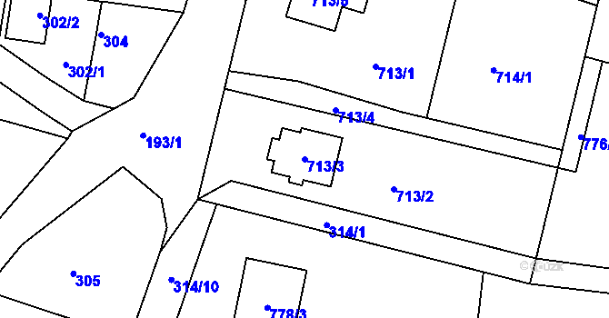 Parcela st. 713/3 v KÚ Velíková, Katastrální mapa