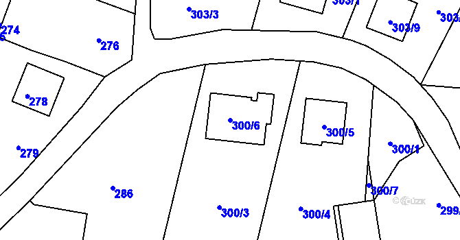 Parcela st. 300/6 v KÚ Velíková, Katastrální mapa