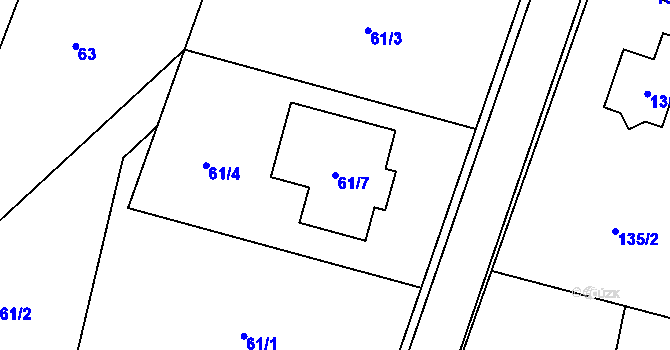 Parcela st. 61/7 v KÚ Velíková, Katastrální mapa