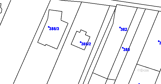 Parcela st. 385/2 v KÚ Velíková, Katastrální mapa
