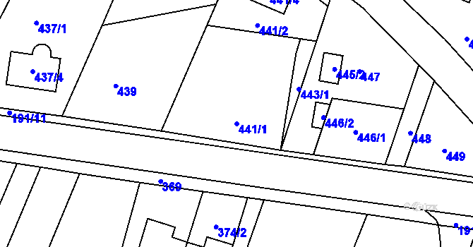 Parcela st. 441/1 v KÚ Velíková, Katastrální mapa