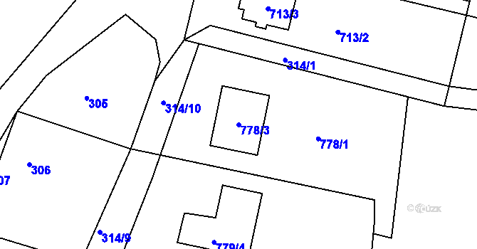 Parcela st. 778/3 v KÚ Velíková, Katastrální mapa