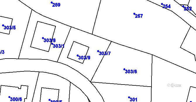 Parcela st. 303/7 v KÚ Velíková, Katastrální mapa